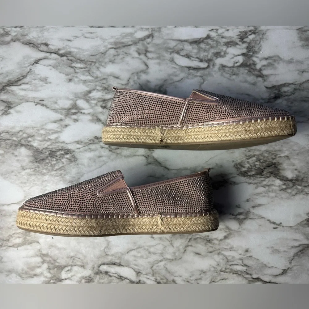 Kaari Blue Pink Rhinestone and Woven Slip On Shoes - Picture 10 of 12